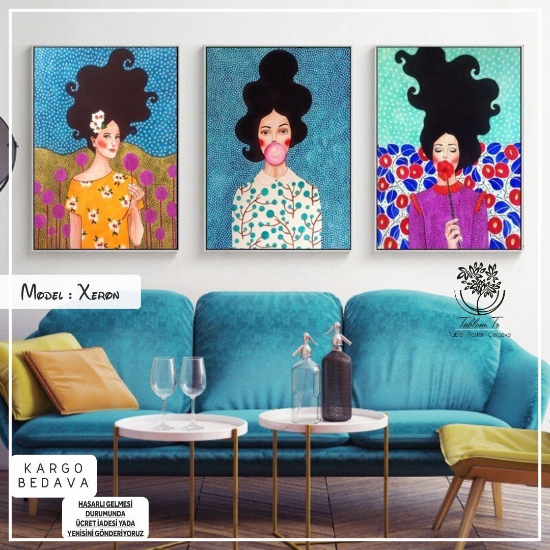 Xeron Üçlü Tablo Gümüş - 21x30 CM