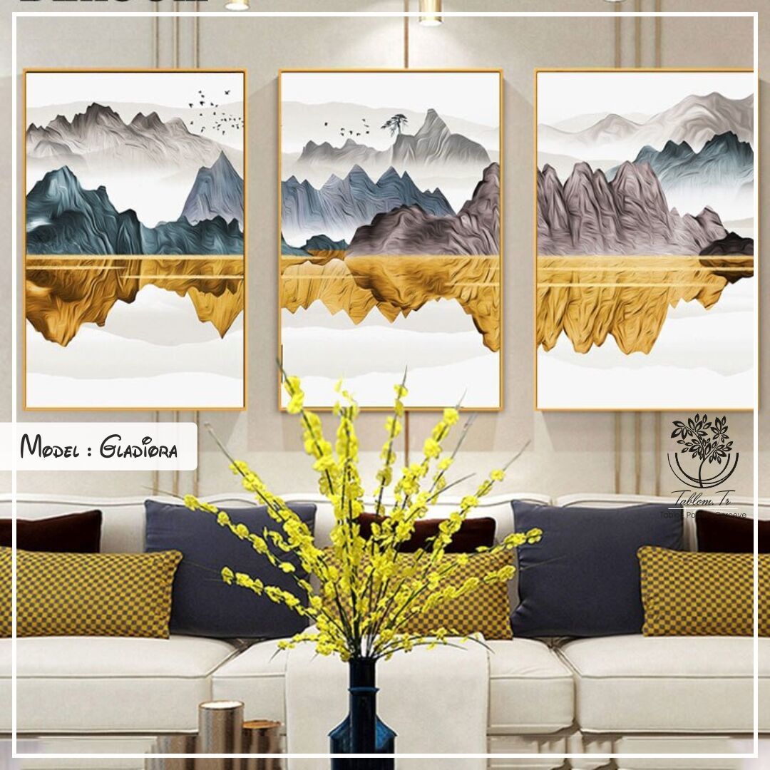 Gladiora Üçlü Tablo Beyaz - 40x50 CM