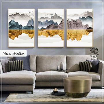 Gladiora Üçlü Tablo Gold - 50x70 CM