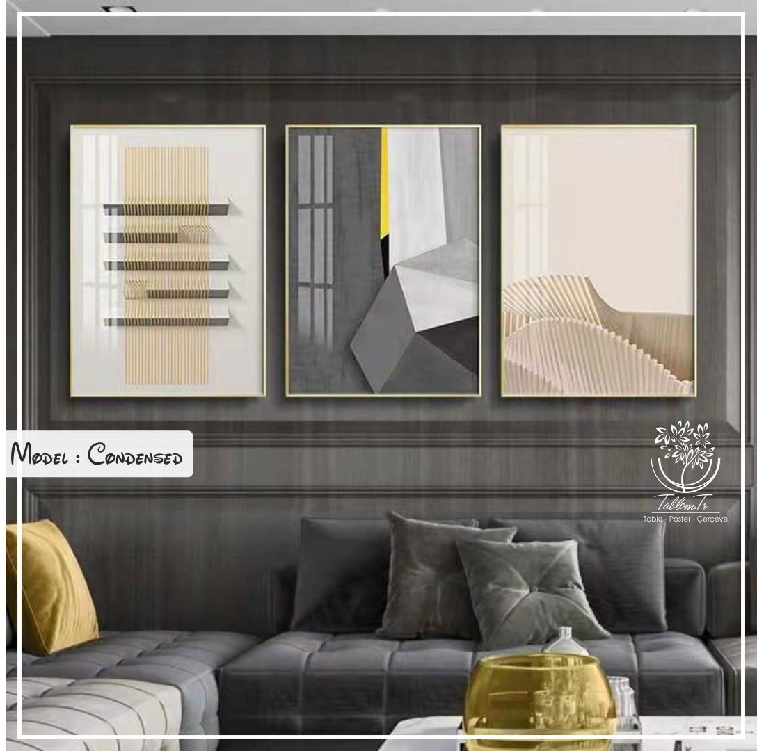 Condensed Üçlü2 Tablo Gümüş - 40x50 CM