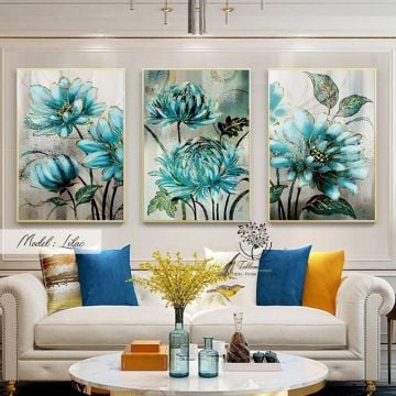 Lilac Üçlü Tablo Gold - 70x100 CM