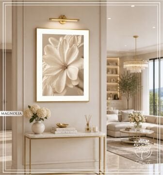 Dijital Baskılı Metal Çerçeveli Camlı Tekli Tablo - Magnolia