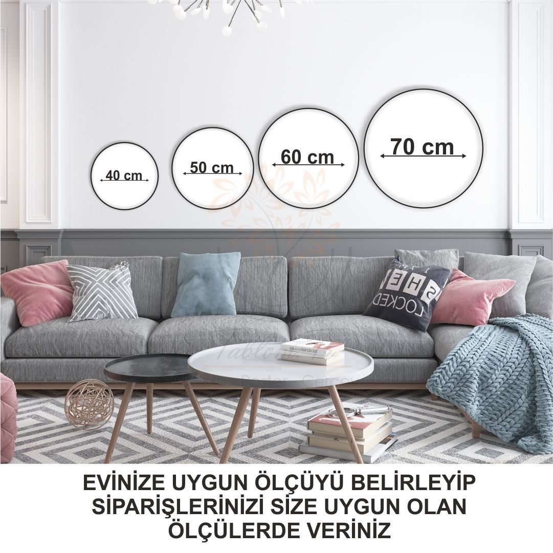 Mona Yuvarlak Çerçeveli Camlı Tablo