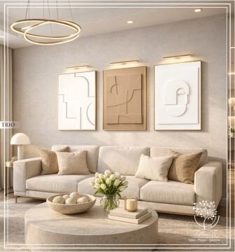 Dijital Baskılı Metal Çerçeveli Camlı Üçlü Dekoratif Tablo - Trio