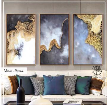 Storm Üçlü Tablo Gold - 40x50 CM