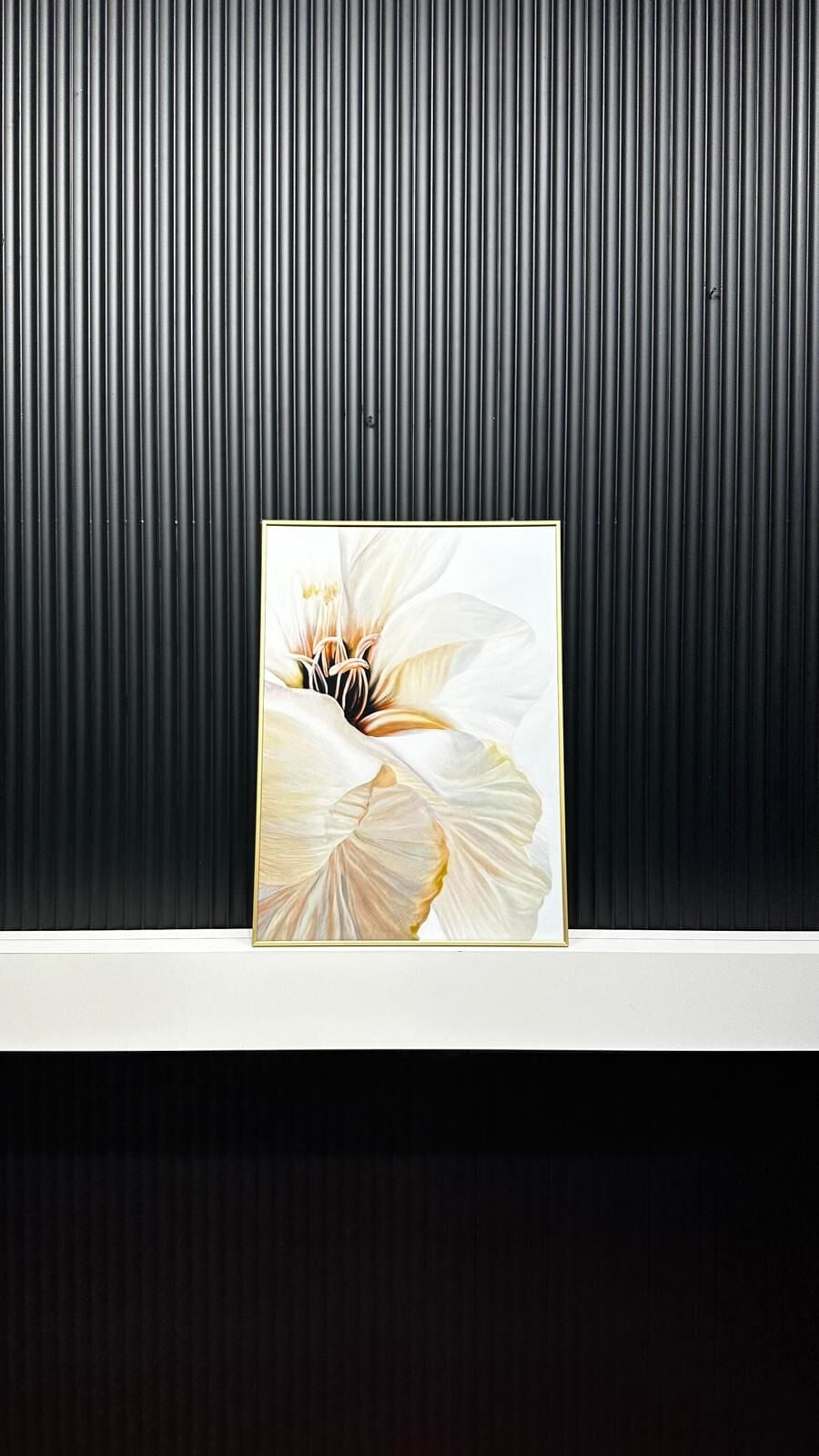 Dijital Baskılı Metal Çerçeceli Camlı Tekli Tablo -Beyaz Düş