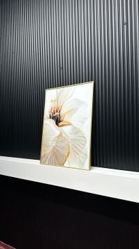 Dijital Baskılı Metal Çerçeceli Camlı Tekli Tablo -Beyaz Düş