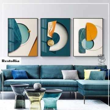 Restollia Üçlü4 Tablo Gold - 40x50 CM