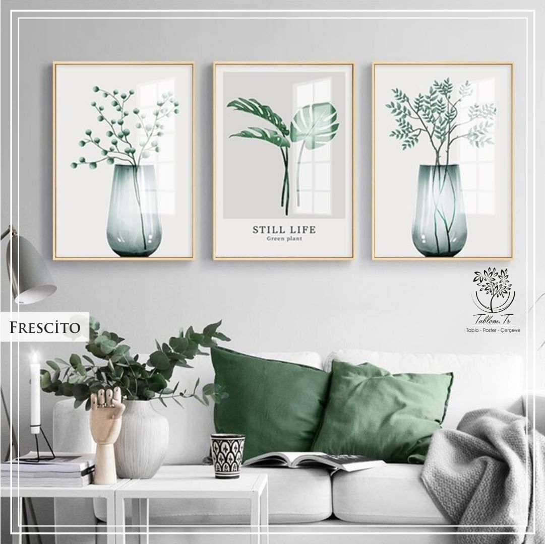 Frescito Üçlü Set Tablo Gold - 50x70 CM