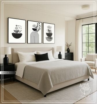 Dijital Baskılı Metal Çerçeveli Camlı Üçlü Dekoratif Tablo - Linea Flora