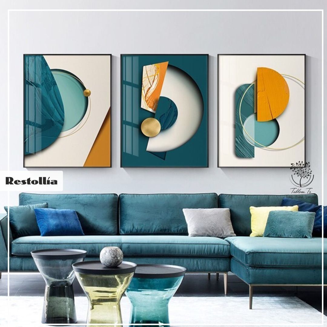 Restollia Üçlü4 Tablo Beyaz - 40x50 CM