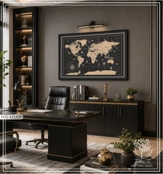 Dijital Baskılı Metal Çerçeveli Camlı Tekli Tablo - Yol Atlası