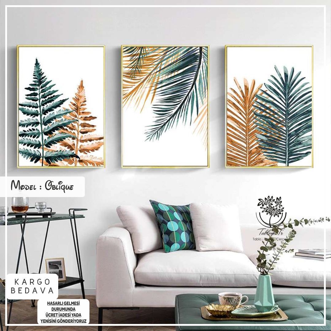 Oblique Üçlü Tablo Siyah - 50x70 CM