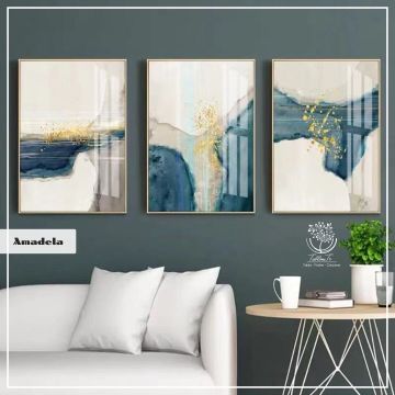 Amadela Üçlü Tablo Gold - 30x40 CM
