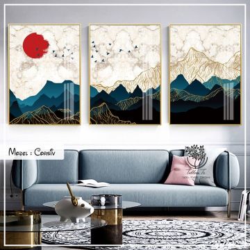 Corsiv Üçlü Tablo Gold - 21x30 CM