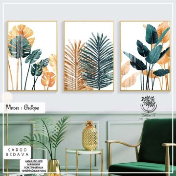 Oblique Üçlü2 Tablo Gold - 21x30 CM