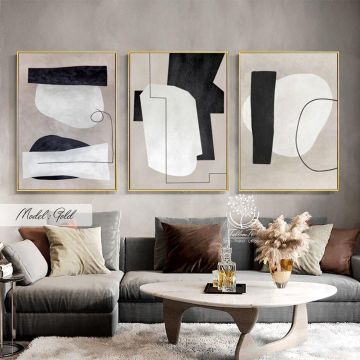 Gold Üçlü Tablo Beyaz - 70x100 CM