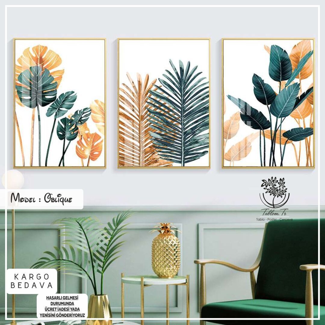 Oblique Üçlü2 Tablo Beyaz - 21x30 CM