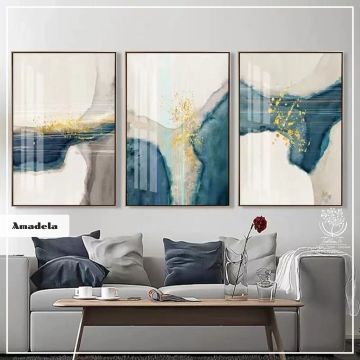 Amadela Üçlü Tablo Gümüş - 50x70 CM