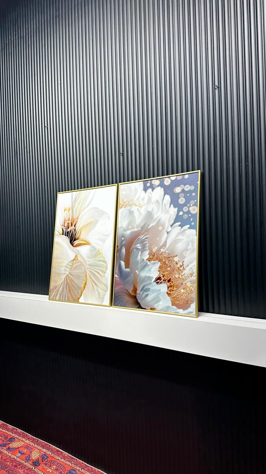 Dijital Baskılı Metal Çerçeveli Camlı İkili Dekoratif Tablo - Beyaz Düş