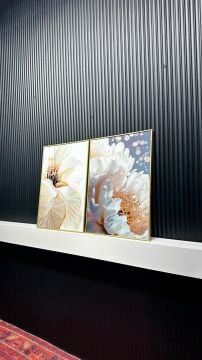 Dijital Baskılı Metal Çerçeveli Camlı İkili Dekoratif Tablo - Beyaz Düş