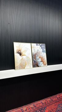 Dijital Baskılı Metal Çerçeveli Camlı İkili Dekoratif Tablo - Beyaz Düş