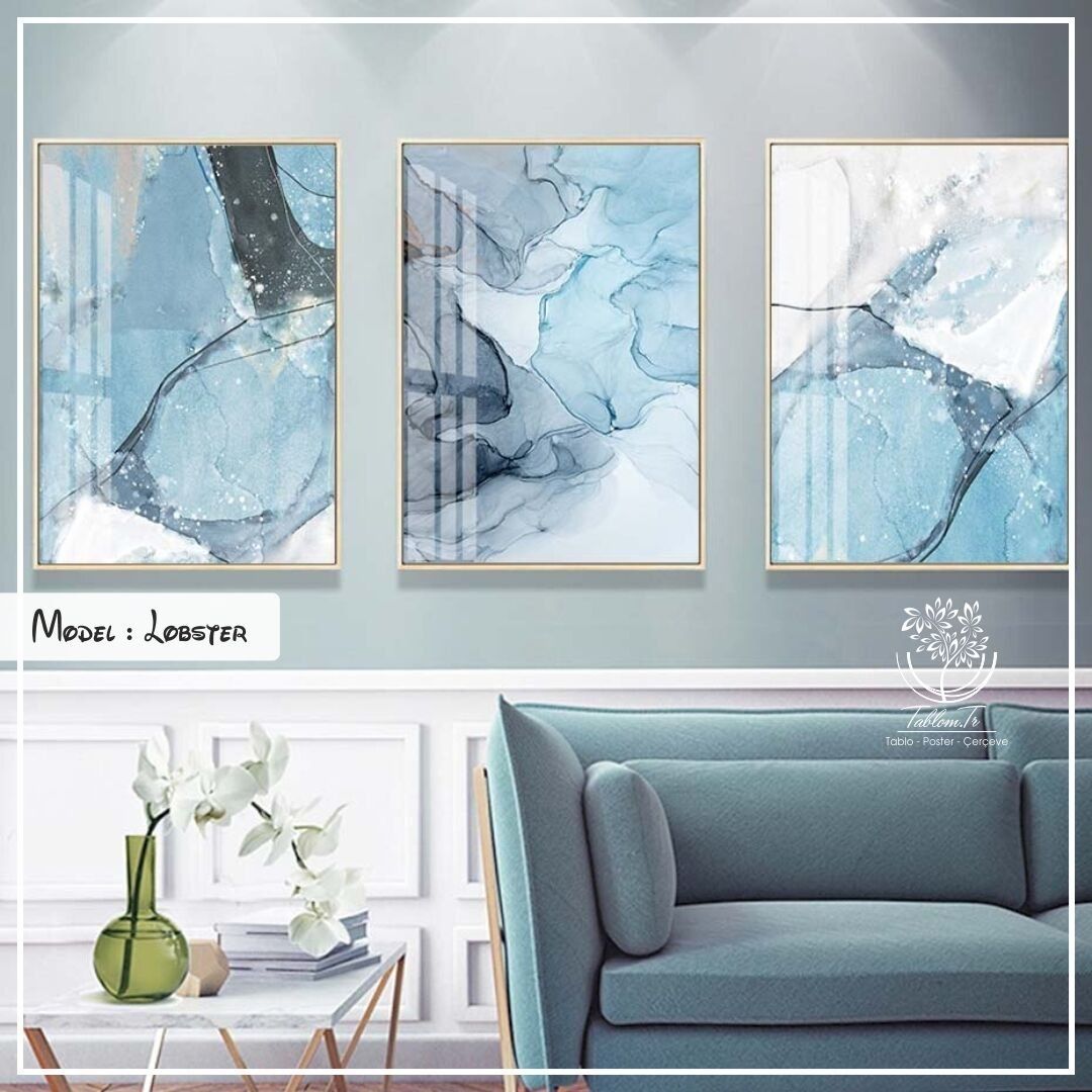 Lobster Üçlü Tablo Siyah - 50x70 CM