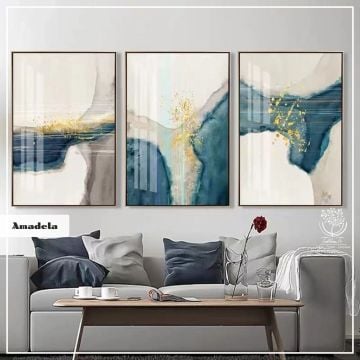 Amadela Üçlü Tablo Gümüş - 70x100 CM