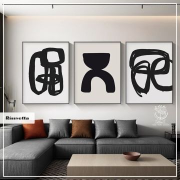 Rissyetta Üçlü Tablo Beyaz - 50x70 CM