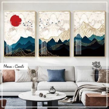 Corsiv Üçlü Tablo Gümüş - 70x100 CM