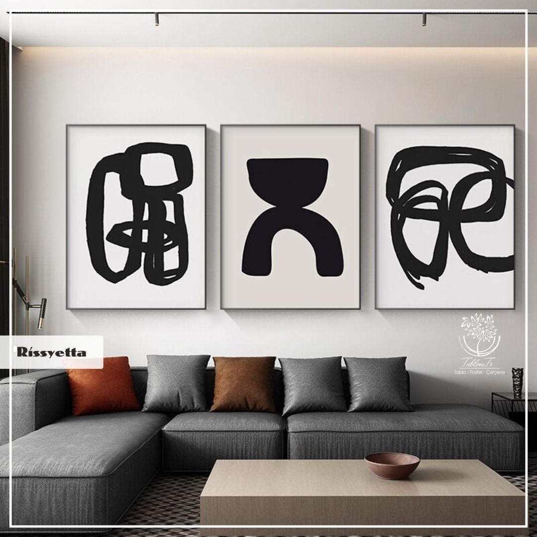 Rissyetta Üçlü Tablo Gümüş - 70x100 CM