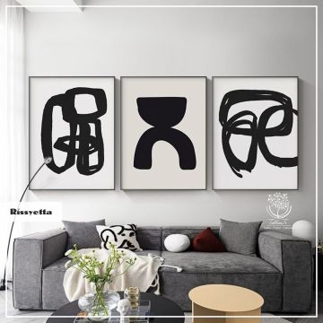 Rissyetta Üçlü Tablo Beyaz - 70x100 CM