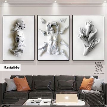 Amiable Üçlü Tablo Siyah - 30x40 CM