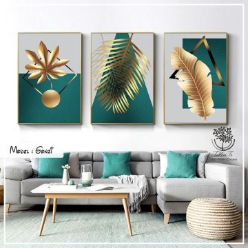 Gonzi Üçlü Tablo Gold - 70x100 CM