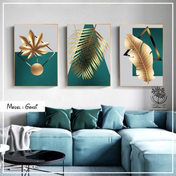 Gonzi Üçlü Tablo Gold - 70x100 CM