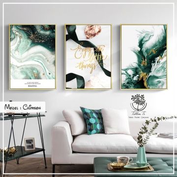 Crimson Üçlü Tablo Gold - 30x40 CM