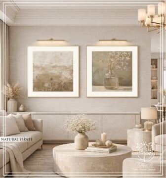 Metal Çerçeveli Gercek Camlı 2'li Tablo - Natural Esinti