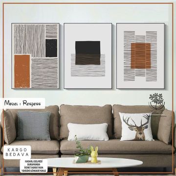 Respess Üçlü Tablo Gümüş - 70x100 CM