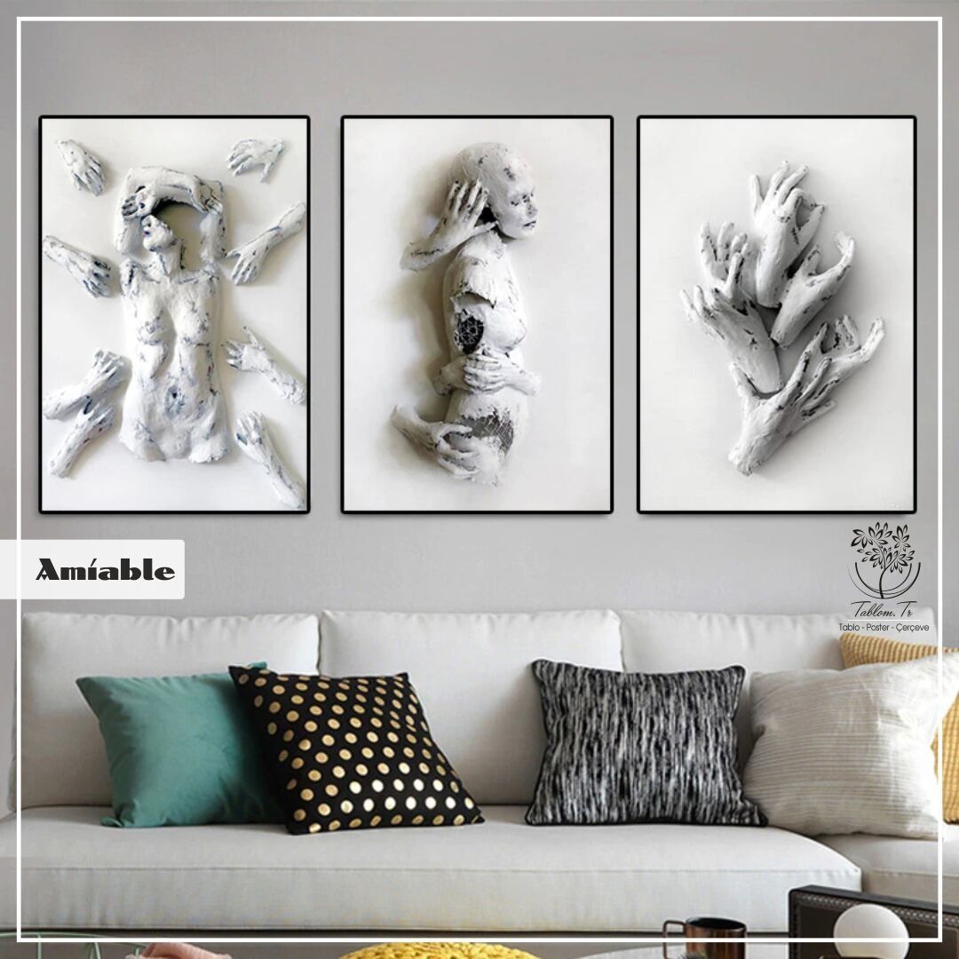 Amiable Üçlü Tablo Gümüş - 70x100 CM