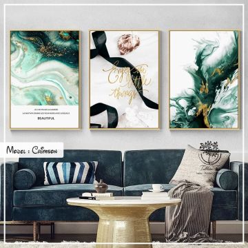 Crimson Üçlü Tablo Gümüş - 50x70 CM