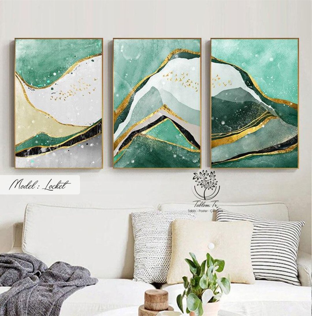 Locket Üçlü Tablo Beyaz - 70x100 CM