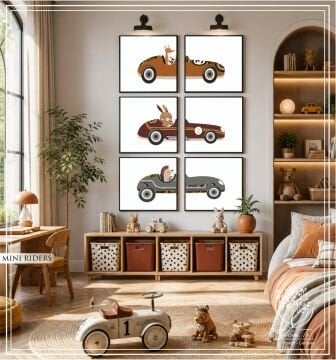 Metal Çerçeveli Camlı 6'Li Dekoratif Tablo Seti - Mini Riders