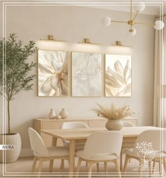 Dijital Baskılı Metal Çerçeveli Camlı Üçlü Dekoratif Tablo - Nura