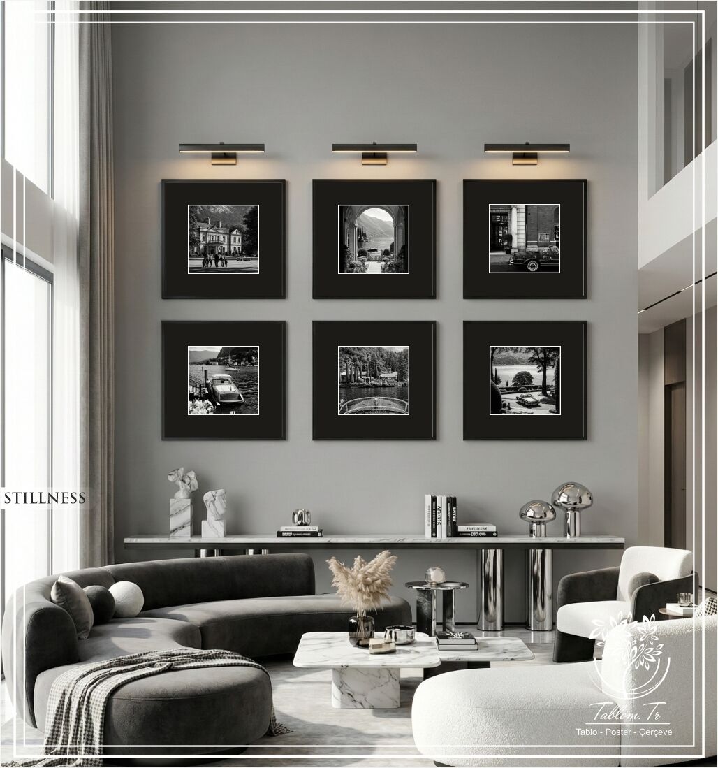 Metal Çerçeveli Camlı 6'Li Dekoratif Tablo Seti - Stillness