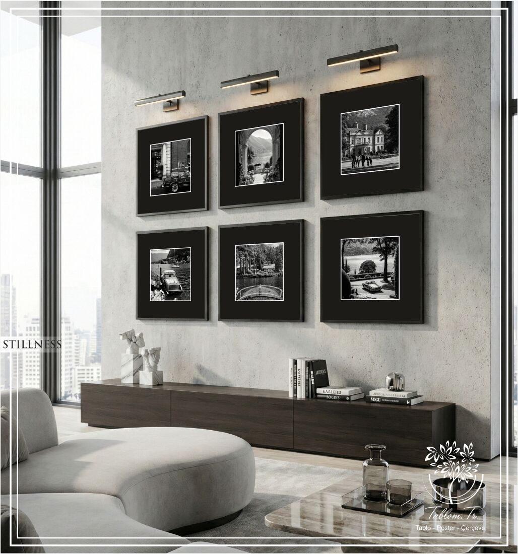 Metal Çerçeveli Camlı 6'Li Dekoratif Tablo Seti - Stillness