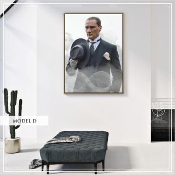 Metal Çerçeveli Camlı Mustafa Kemal Atatürk Tablosu