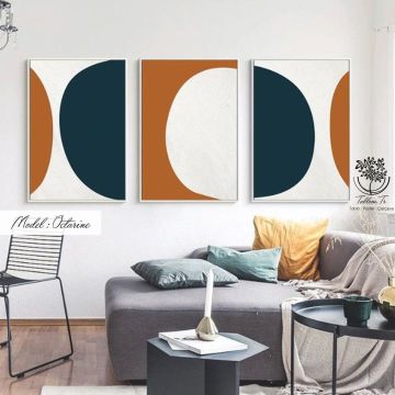 Octarine Üçlü Tablo Beyaz - 70x100 CM
