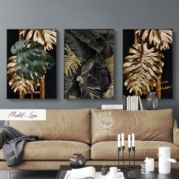 Lora Üçlü Tablo Gold - 40x50 CM