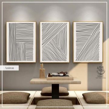 Aniron Üçlü Tablo Siyah - 40x50 CM