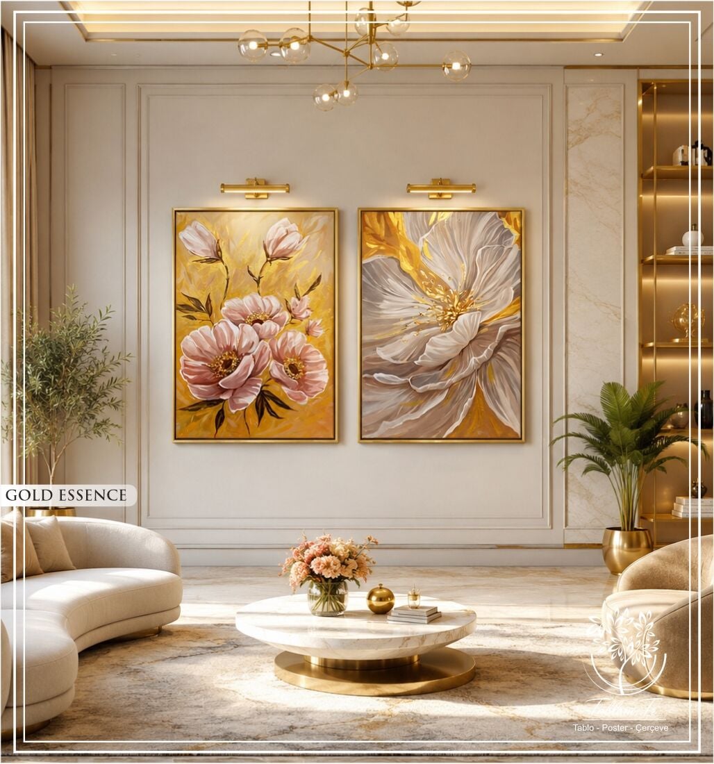 Gold Essence | El İşçiliği Dokulu Tablo Seti 50x70